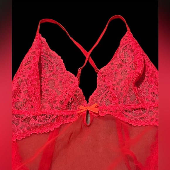 Victoria’s Secret Sexy Red Sheer Chemise Lingerie Sz S - Picture 3 of 9